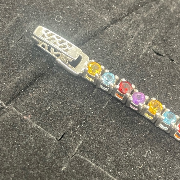 New 7.5" marquise garnet another gust and other gems sterling silver bracelet - Picture 8 of 9